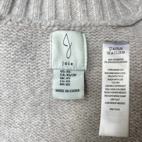 Joie Mock Neck Hand Finished Edge Sweater, Size XS, Oatmeal - Picture 7 of 9
